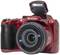 Red digital Kodak camera with open flash and zoom lens, photographed from the front; suitable for photography enthusiasts.