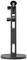 A black metal microphone stand with a vertical slotted design. Suitable for holding a microphone during recording.