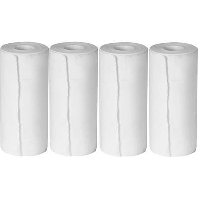 Four white paper rolls arranged in a row, evenly spaced.
