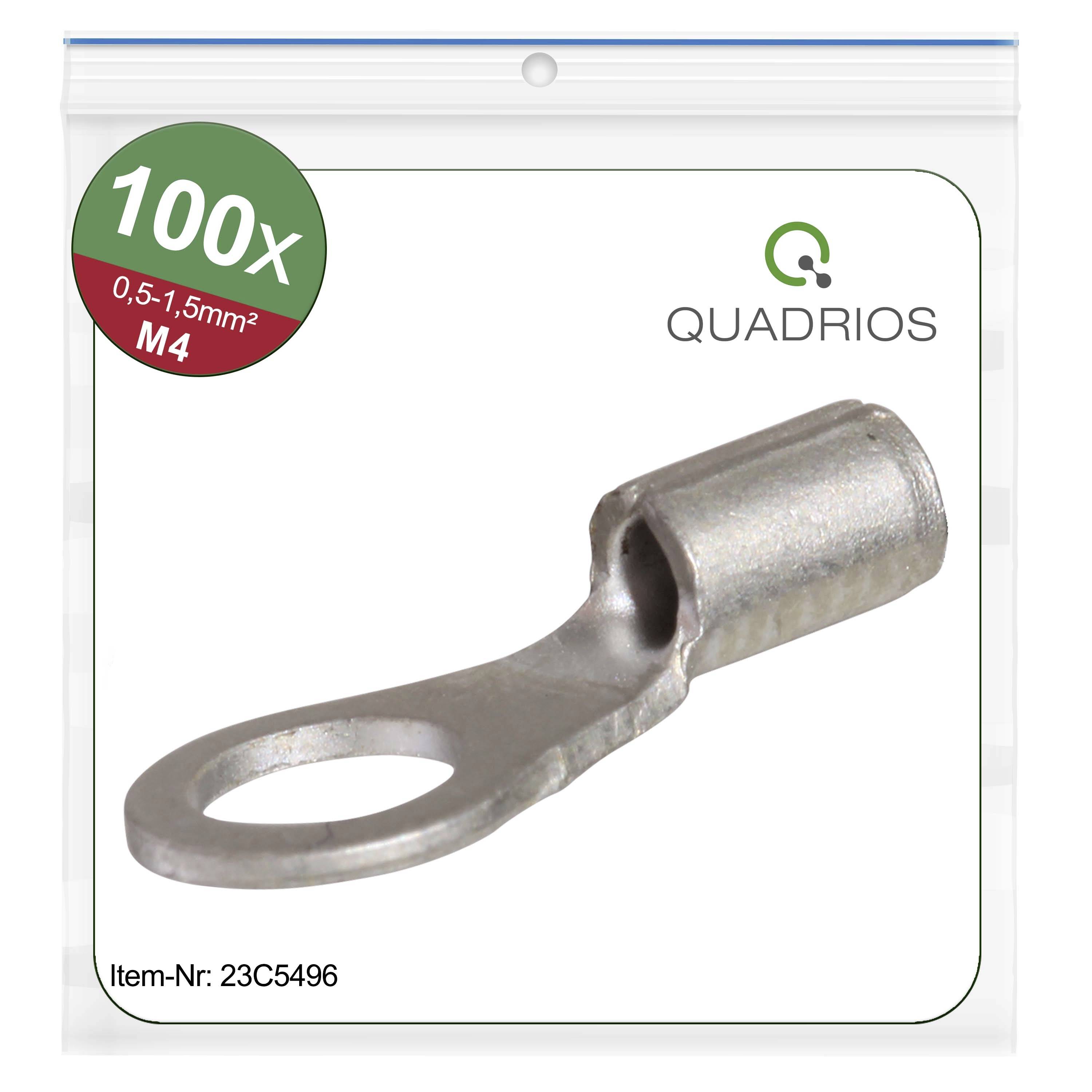 Quadrios 23C496 Ring terminal Cross section (max.)=1.5 mm² Hole Ø=4.3 mm Not insulated 100 pc(s)