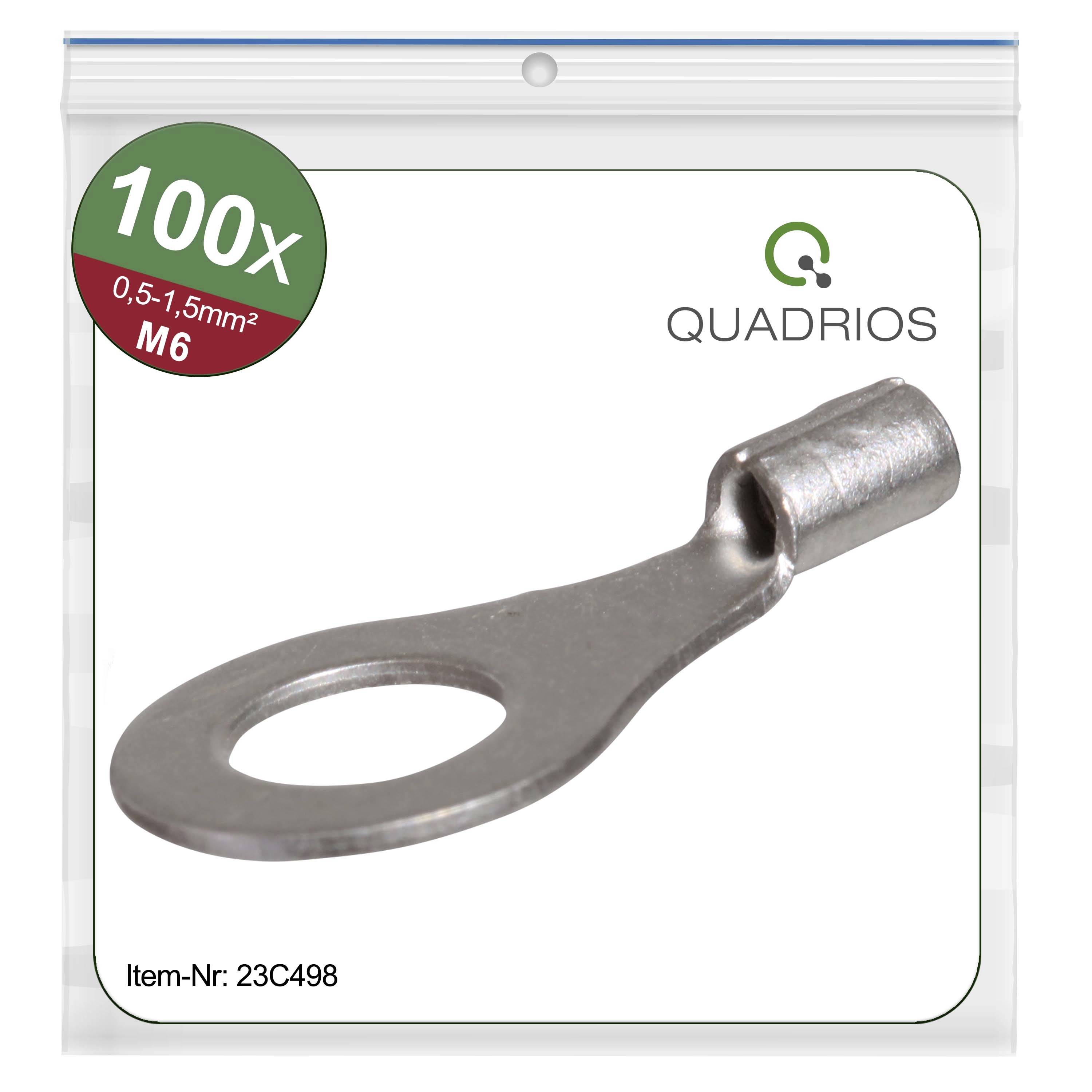 Quadrios 23C498 Ring terminal Cross section (max.)=1.5 mm² Hole Ø=6.5 mm Not insulated 100 pc(s)