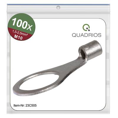 'QUADRIOS' Ring Cable Lug M10, 1.5-2.5mm², 100 Pieces per Pack. Article Number: 23C505. Primarily suitable for cable connection.