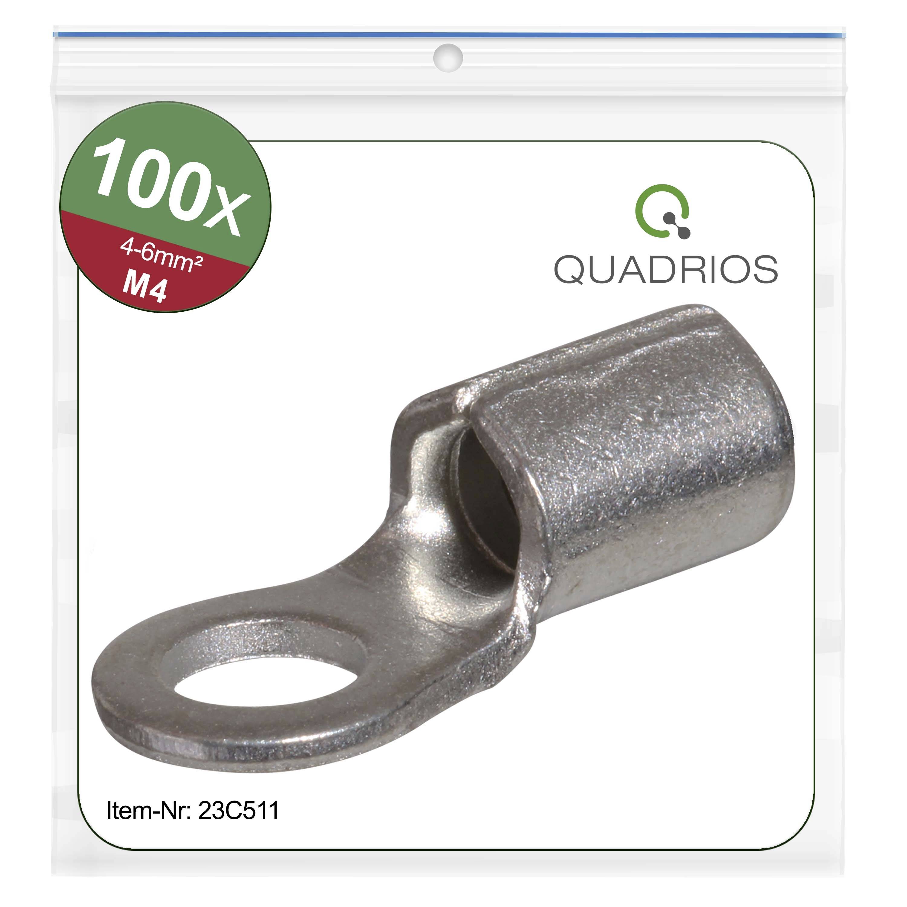 Quadrios 23C511 Ring terminal Cross section (max.)=6 mm² Hole Ø=4.3 mm Not insulated 100 pc(s)