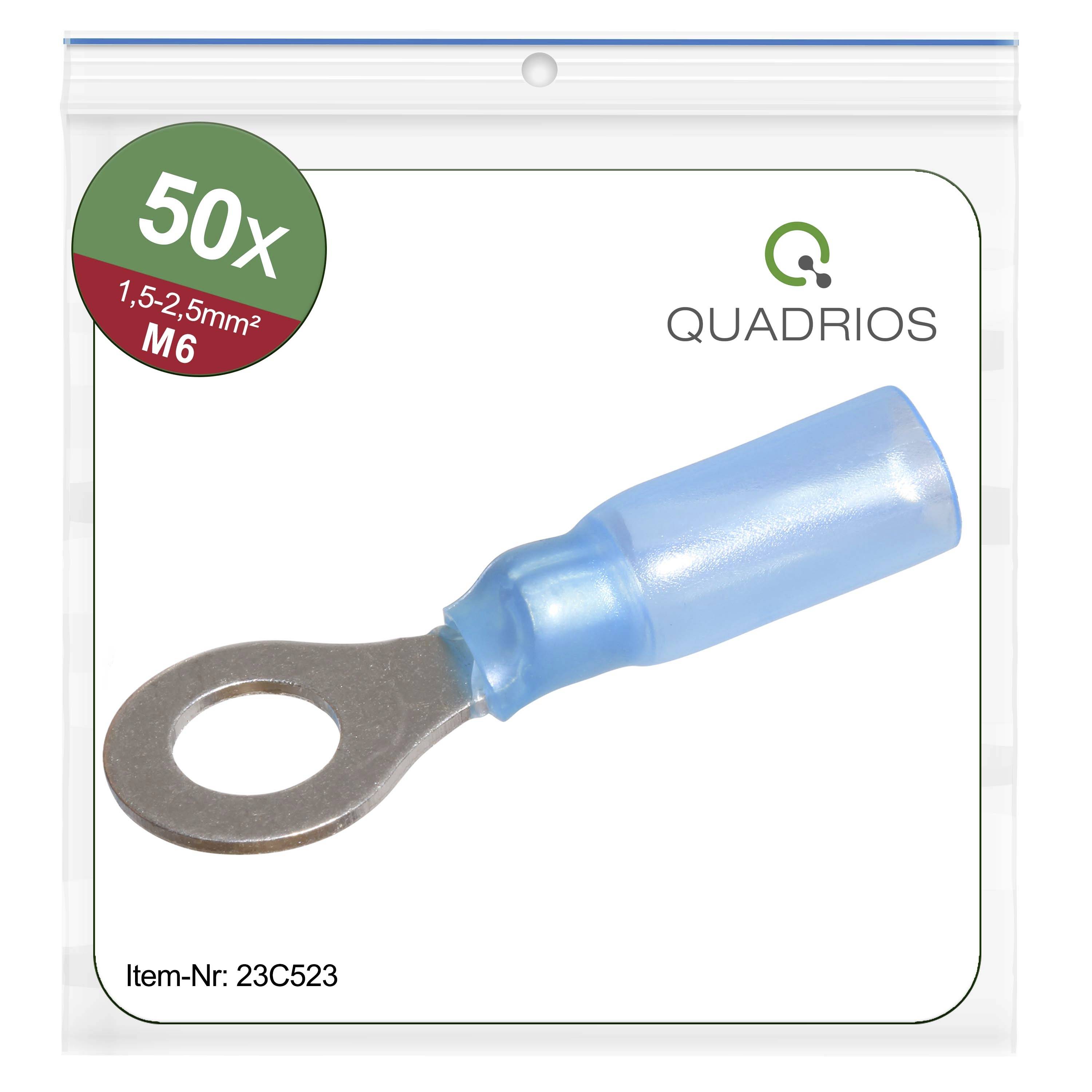 Quadrios 23C523 Ring terminal Cross section (max.)=2.5 mm² Hole Ø=6.5 mm Partially insulated Blue 50 pc(s)