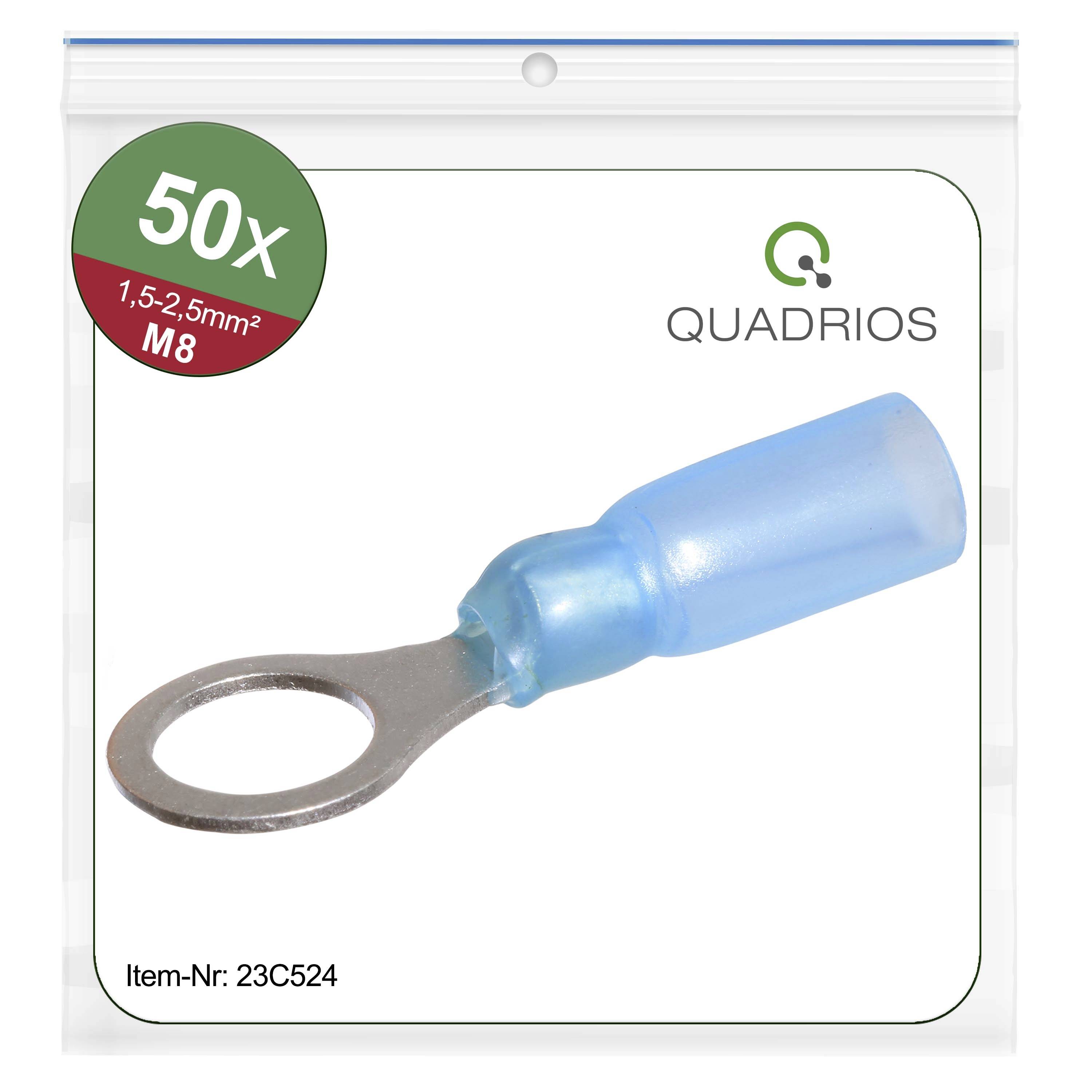Quadrios 23C524 Ring terminal Cross section (max.)=2.5 mm² Hole Ø=8.5 mm Partially insulated Blue 50 pc(s)