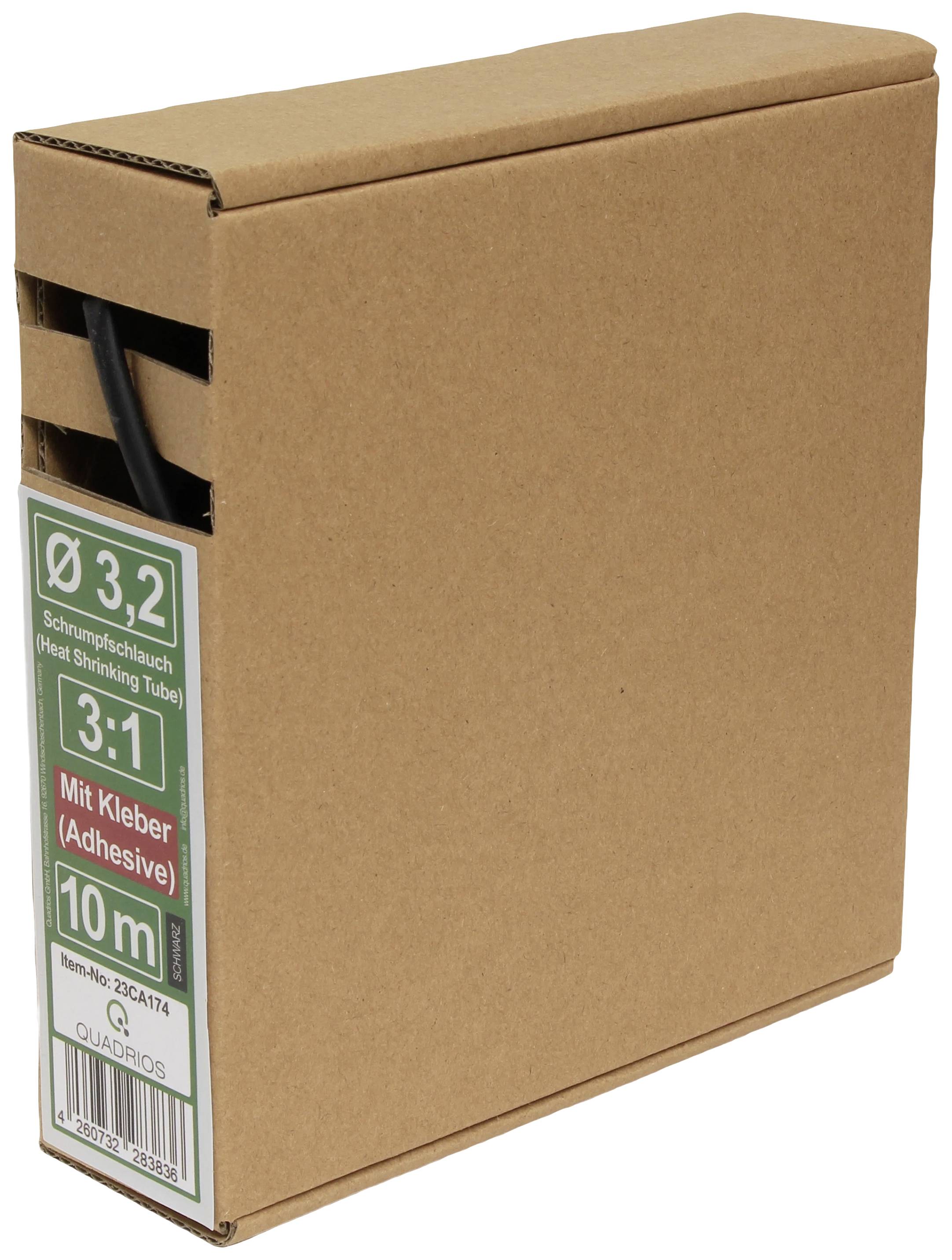 Quadrios 23CA174 Heatshrink + adhesive Black 3.2 mm Shrinkage:3:1 10 m