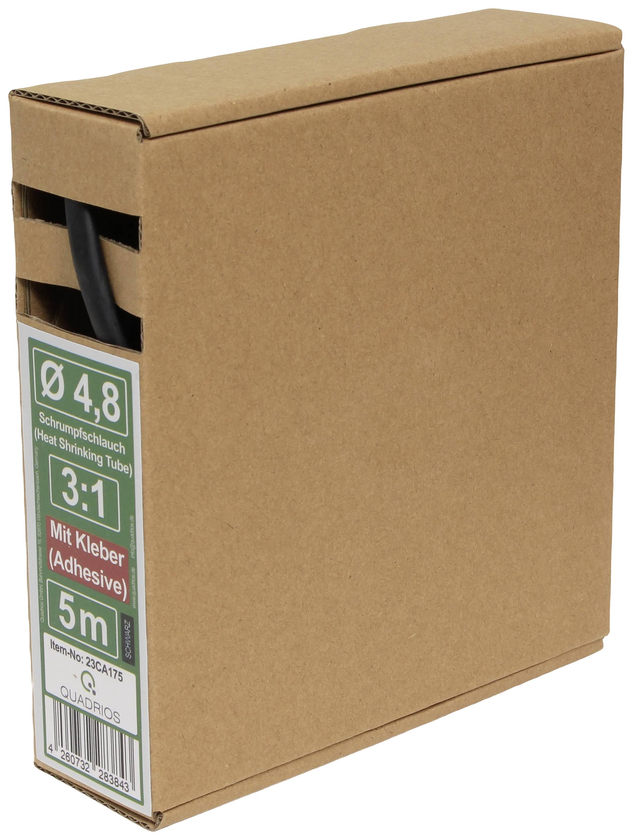 Quadrios 23CA175 Heatshrink + adhesive Black 4.8 mm Shrinkage:3:1 5 m
