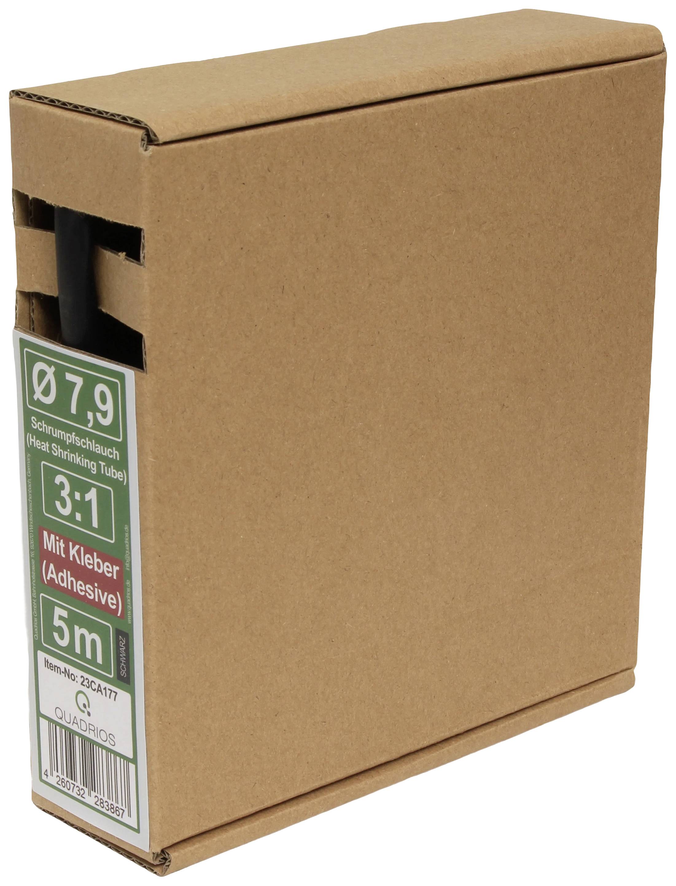 Quadrios 23CA177 Heatshrink + adhesive Black 7.9 mm Shrinkage:3:1 5 m