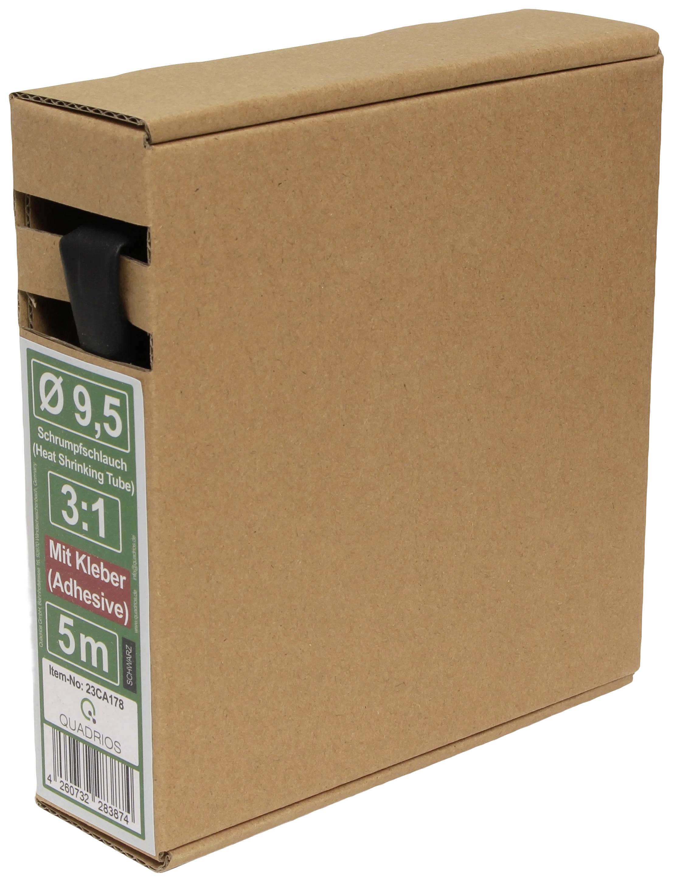 Quadrios 23CA178 Heatshrink + adhesive Black 9.5 mm Shrinkage:3:1 5 m