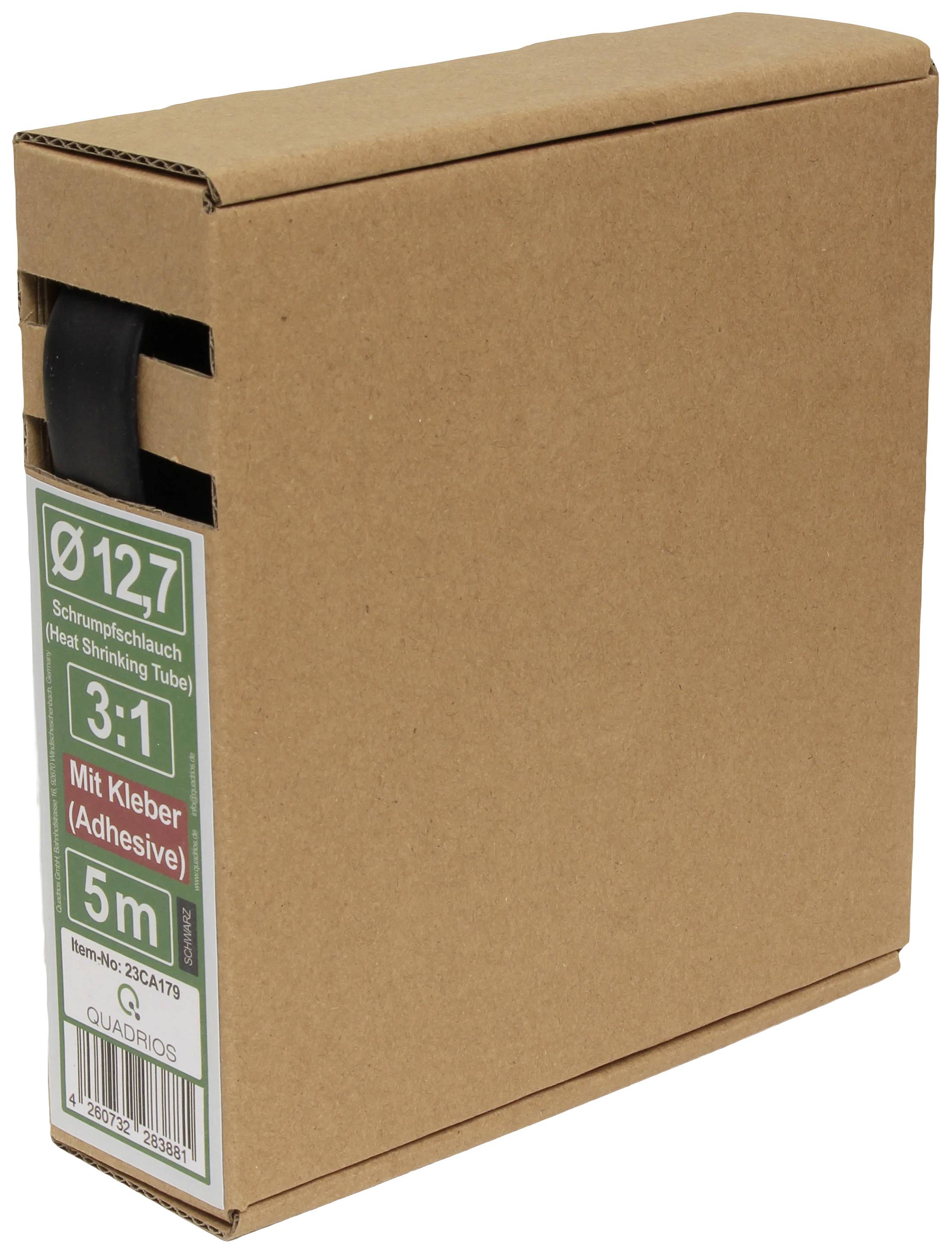 Quadrios 23CA179 Heatshrink + adhesive Black 12.7 mm Shrinkage:3:1 5 m