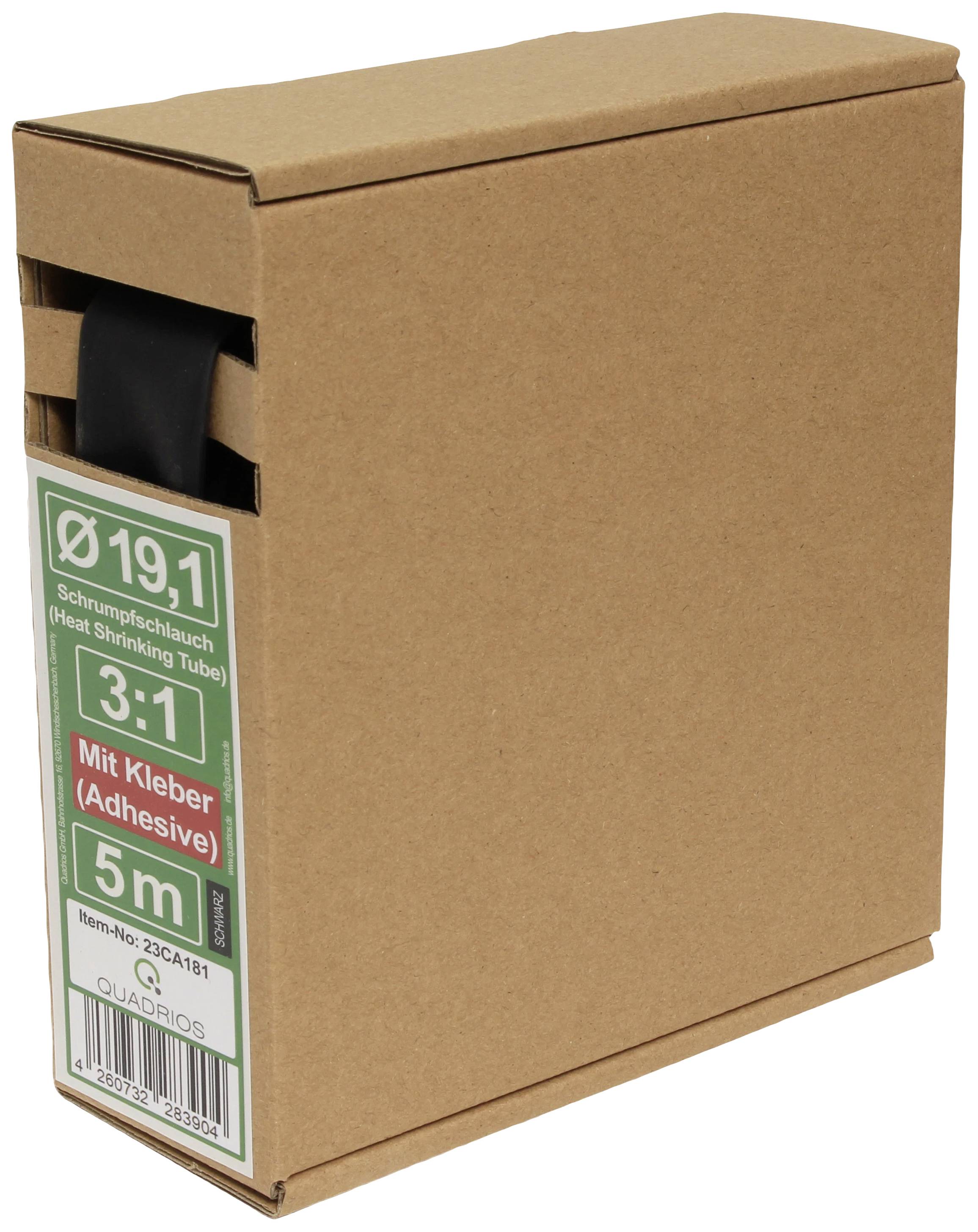 Quadrios 23CA181 Heatshrink + adhesive Black 19.1 mm Shrinkage:3:1 5 m