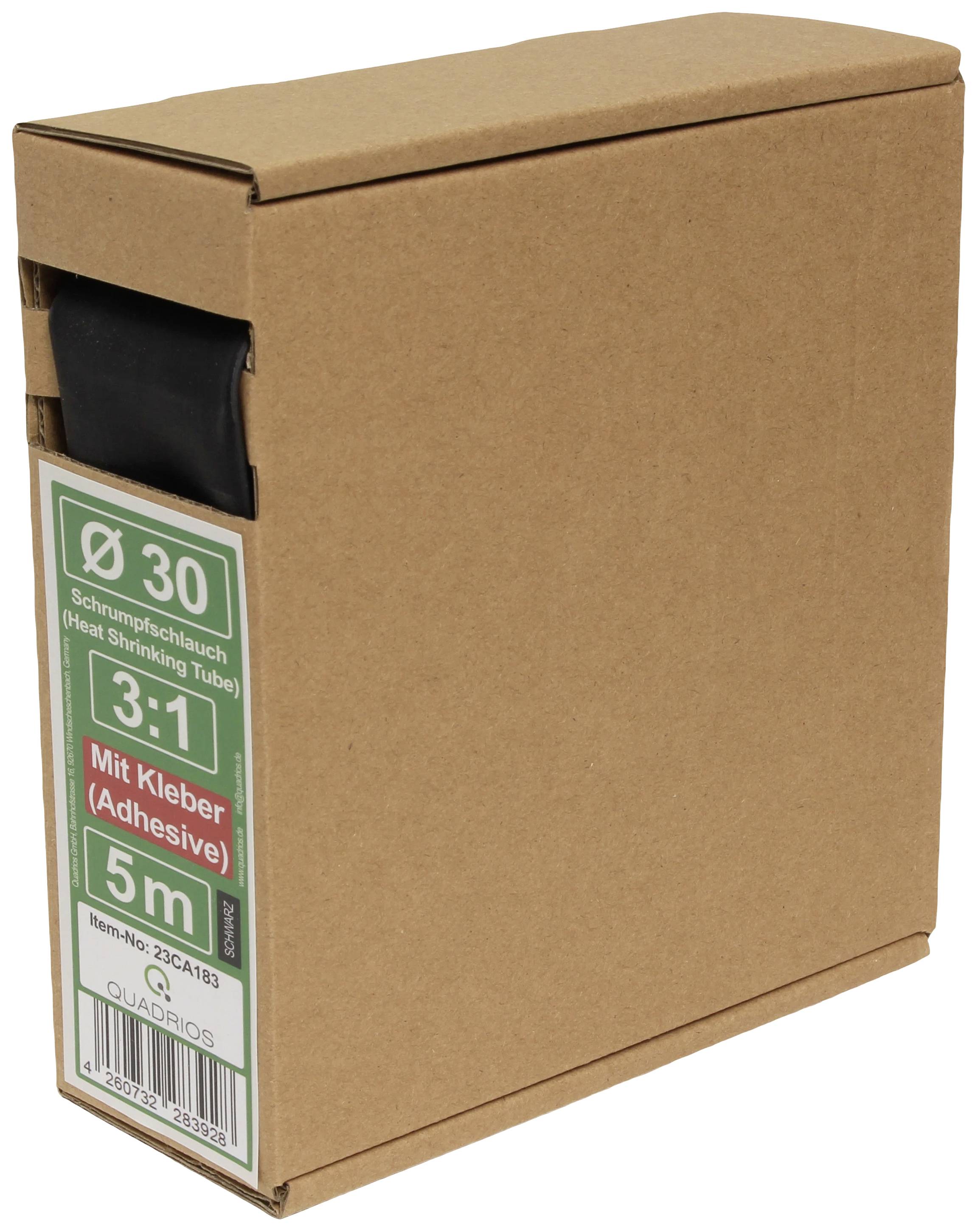 Quadrios 23CA183 Heatshrink + adhesive Black 30 mm Shrinkage:3:1 5 m