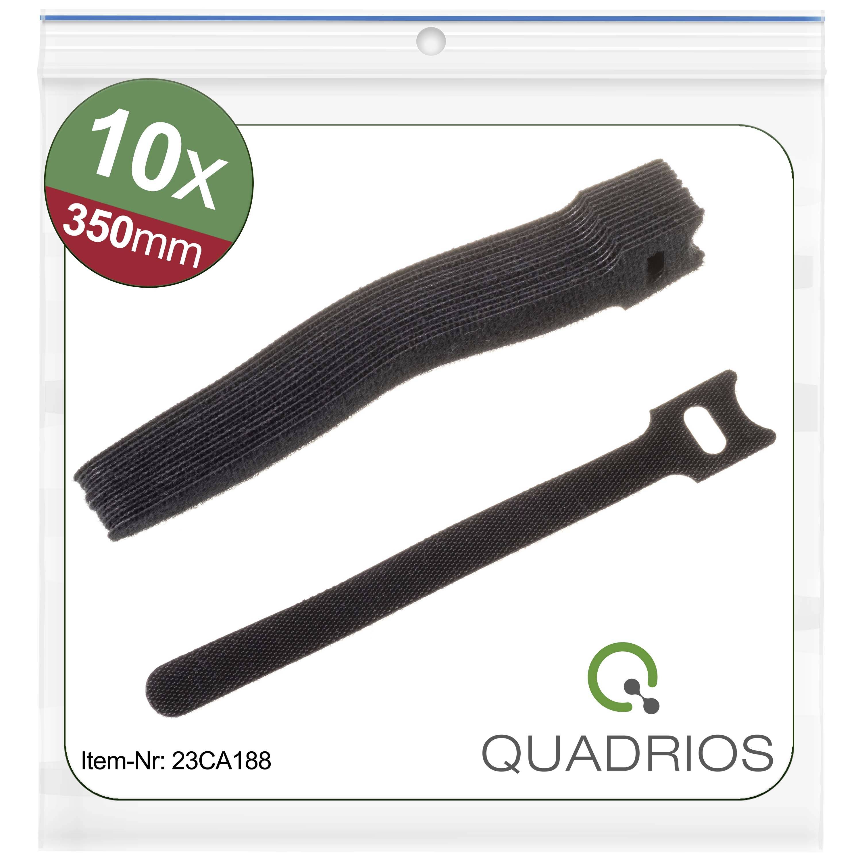 Quadrios 23CA188 Hook-and-loop cable tie for bundling Hook and loop pad (L x W) 350 mm x 14 mm Black 10 pc(s)