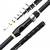Telescopic fishing rod, black with gold-coloured accents, when closed. Suitable for portable fishing.