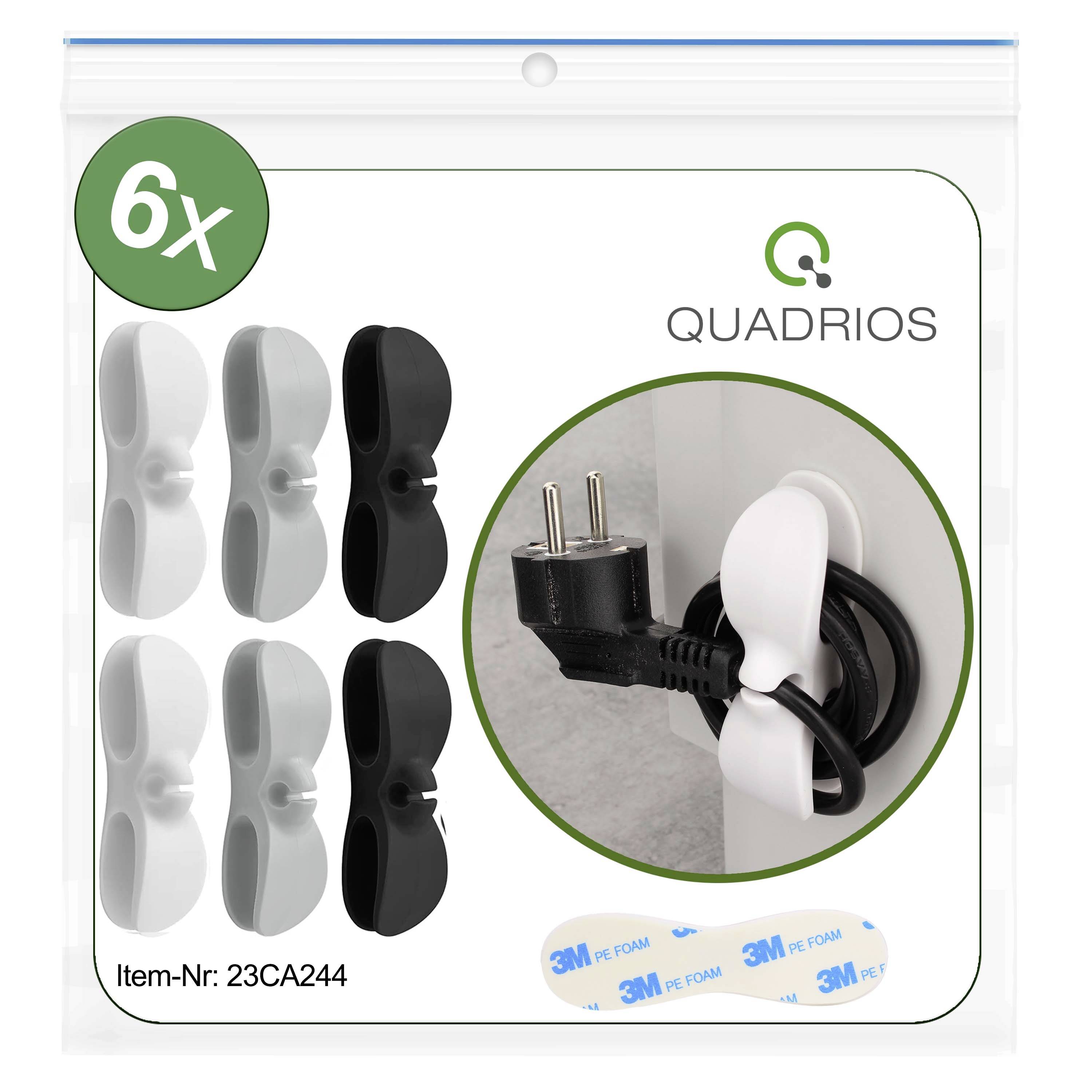 Quadrios 23CA244 Cable mount Self-adhesive 23CA244 Black, Grey, White 6 pc(s)