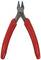 Wire cutters with red handles, open. Tool for cutting wires or thin materials.