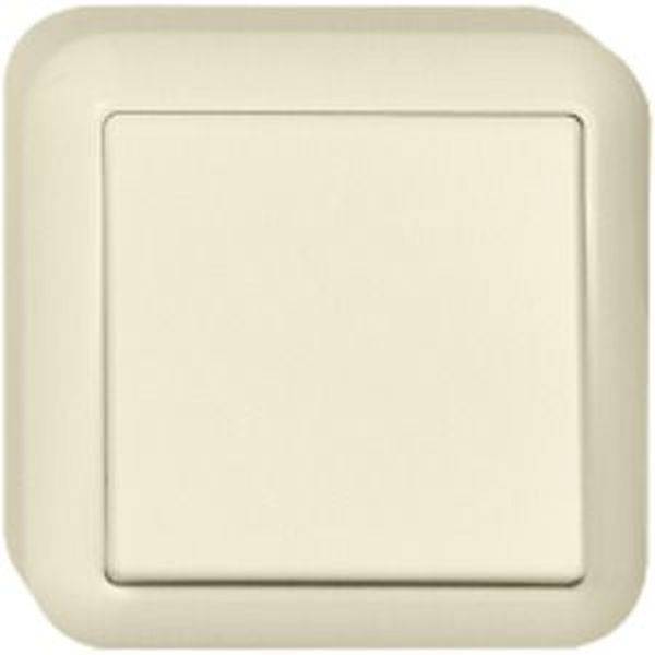 Beige square-shaped light switch.