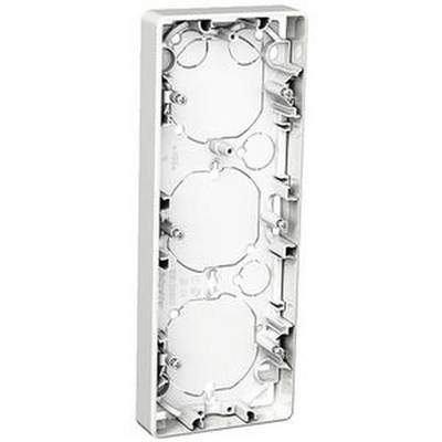 Rectangular, triple flush-mounted cable trunking in white. It is designed to accommodate three switches or sockets.