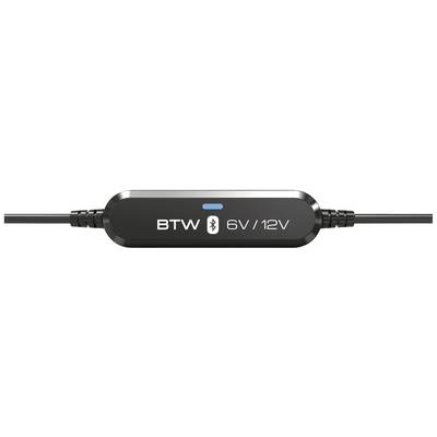 Black, rectangular Bluetooth adapter with a blue LED indicator light. Inscription: 'BT W 6V/12V'.
