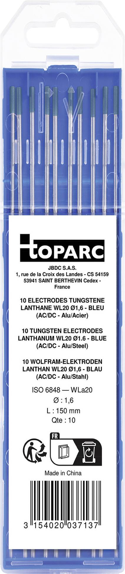 Toparc Wolfram Lanthan WL20 Welding electrods 10 pc(s) (Ø x L) 1.6 mm x 150 mm