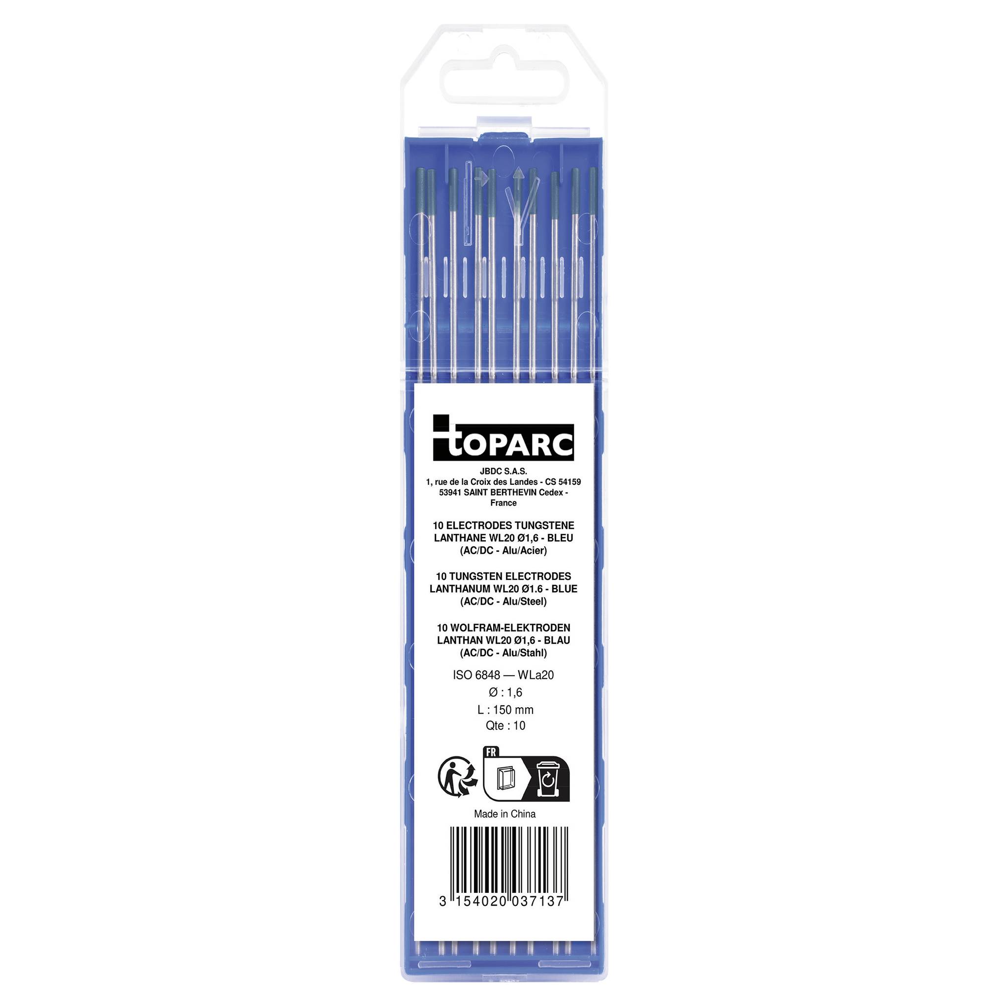 Toparc Wolfram Lanthan WL20 Welding electrods 10 pc(s) (Ø x L) 1.6 mm x 150 mm