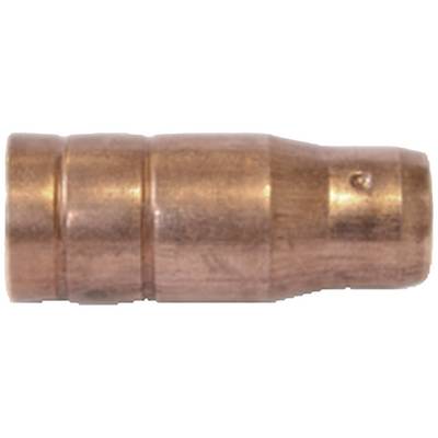 Copper-coloured metal cylinder, presumably a technical component or connecting element in a horizontal orientation.