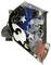 A welding mask with a striking design featuring colourful stars and skulls. It has an automatic filter on the side.