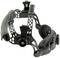 A black night vision device with an adjustable headband, mounting slots, and green LED. Primarily designed for nocturnal operations.