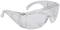 Transparent safety glasses with side ventilation slots, suitable for general eye protection in laboratory environments.