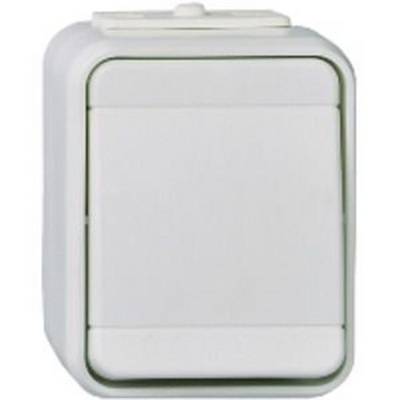 White square socket with cover, suitable for outdoor use.