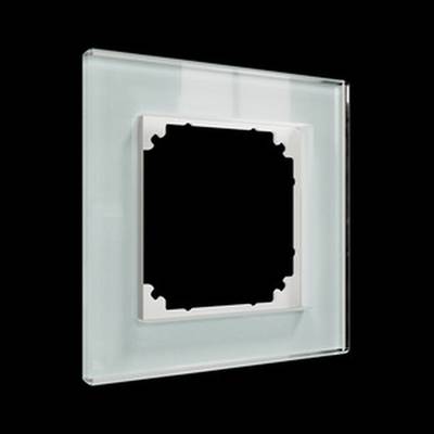 A square glass frame with a black, jagged pattern in the centre on a black background.