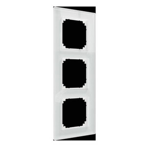 Three empty black socket frames arranged vertically on a white background.