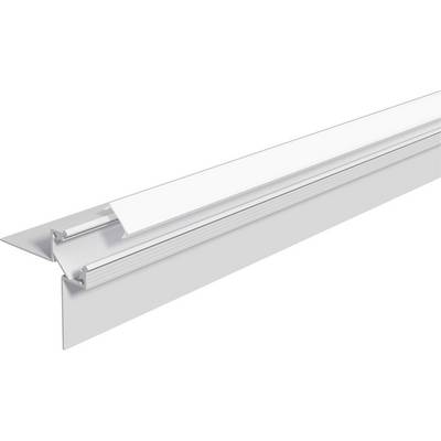 Silver metal stair nosing trim with a ribbed anti-slip edge and angled mounting flange, shown on a white background.