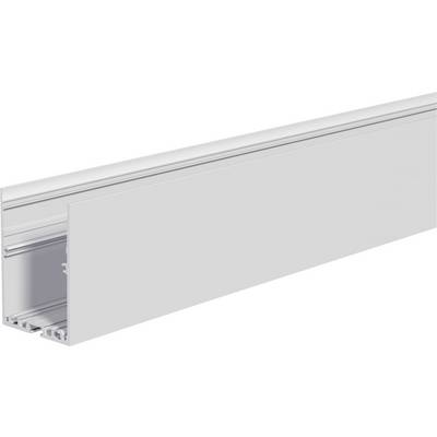 Long white and gray metal track or channel profile shown in perspective, resembling an aluminum trim or rail component.