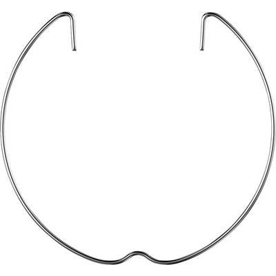 A simple metallic circular wire frame with two open hooked ends at the top and a small notch at the bottom, shown on a white background.
