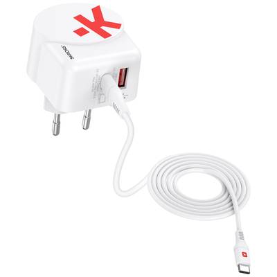 Image of Skross Euro USB Charger AC45PD + USB-C cable USB charger 45 W Indoors, Mains socket Max. output current 4.05 A No. of outputs: 2 x USB 3.2 1st Gen port A (USB