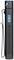 Black torch with blue button and belt clip. It has a white arrow marking at the top end.