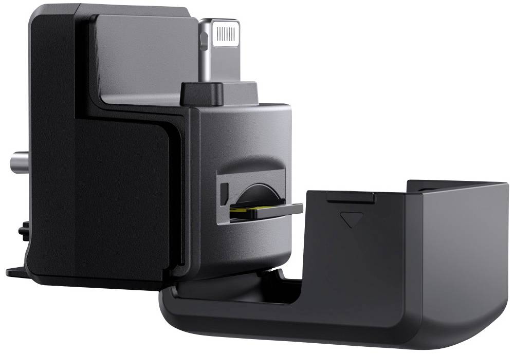 A grey device with a card slot for card readings. It has a compact design and is primarily used for mobile devices.