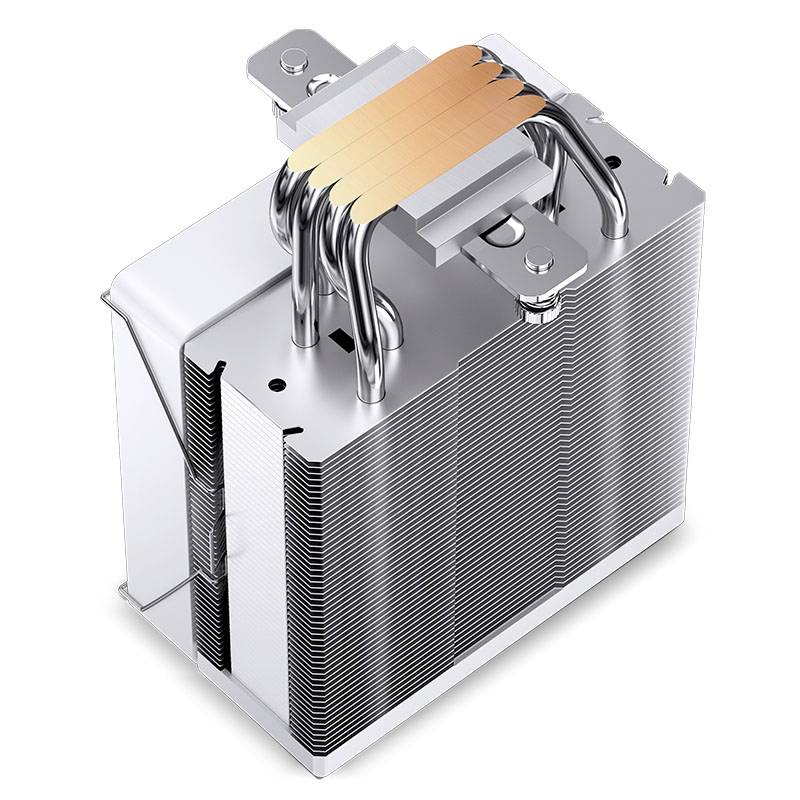 Metal heat sinks with multiple fins and copper heat pipes for heat dissipation in electronic devices.