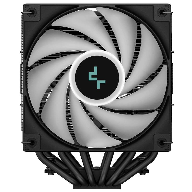 Cooling fan for computers with 7 white rotor blades and a black frame, designed for cooling computer processors.