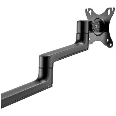 A black, adjustable monitor arm for wall mounting, suitable for VESA-compatible monitors. Ideal for space-saving workplace solutions.