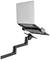 A laptop is open on an adjustable, swivelling arm mounted to a desk.
