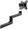 Black monitor arm with flexible mounting and VESA mount, offering adjustable positioning for various monitor sizes.