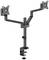 Dual-arm monitor mount, suitable for attaching two screens. Adjustable in height and angle, with desk clamp.