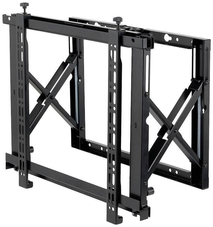 Black TV wall mount with adjustable bracket, suitable for flat-screen televisions. Robust with multiple mounting points.