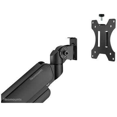 Monitor mount by Neomounts, black, with a swivel arm and VESA mounting bracket for attaching a screen to the wall.