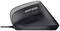 Ergonomic vertical mouse in black with two thumb buttons and cable.