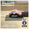 A person is using a Trust brand vertical mouse on a green mousepad. Text: 'Ergonomically Certified', 'No Arm/Wrist Pain', 'Vertical 57° Angle'.