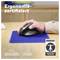 A hand is operating an ergonomically certified vertical mouse on a blue mousepad. Text: 'No Pain in Arm/Wrist, Vertical 57° Angle'.
