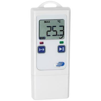 A digital thermometer displays a temperature of 25.3 degrees Celsius. It has buttons for start, stop, and menu navigation.